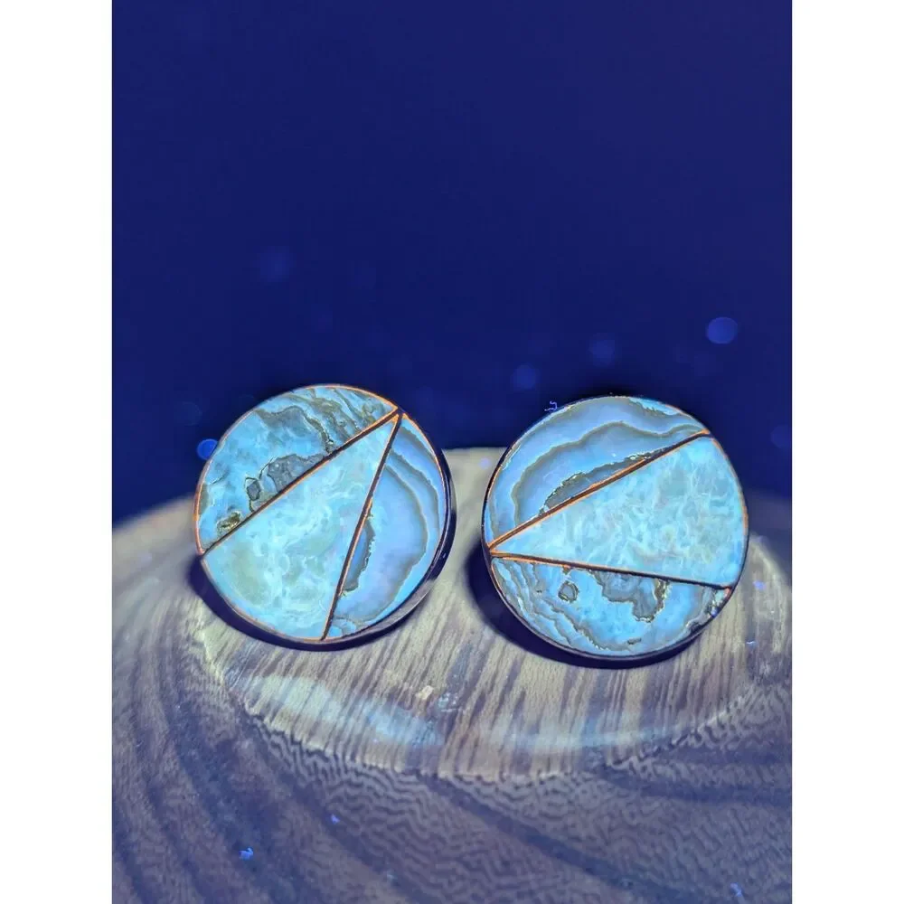 Vintage Silver Tone Cufflinks • Round Face • Toggle Closure • Marked